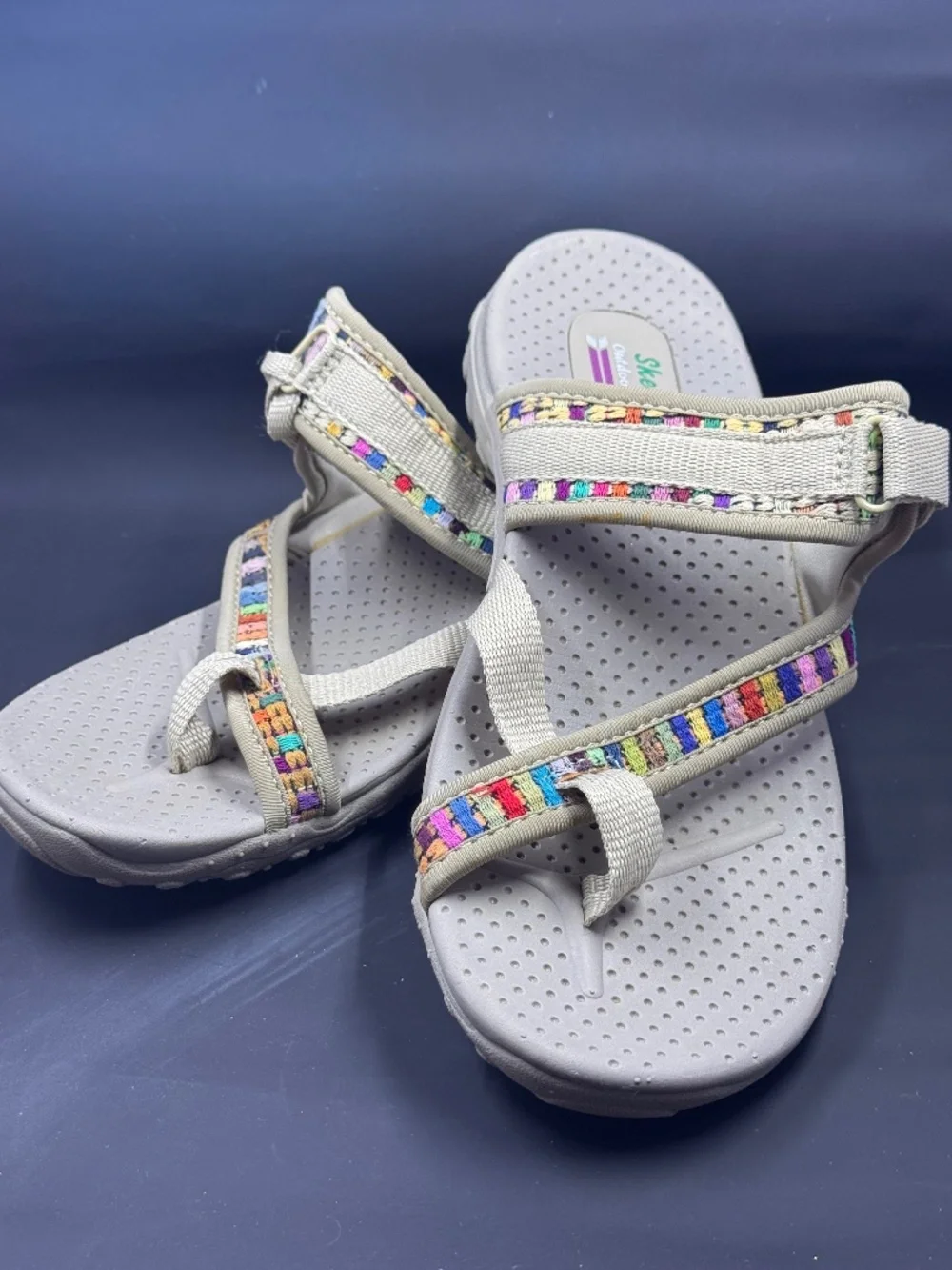 Women's Skechers Size 8 Reggae - Mad Swag - Tan Natural Slide Sandals #41124 - Picture 1 of 10